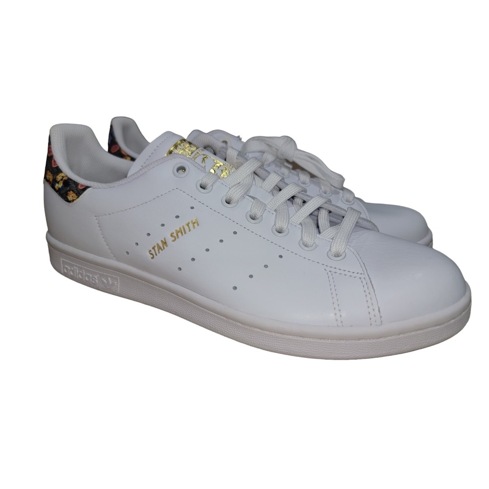 Adidas Stan Smith Women's‎ Shoes Floral Sneaker White-Gold EF1481 Size 10 New